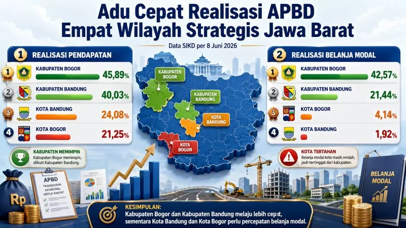 Kabupaten Tancap Gas, Kota Tertahan: Adu Cepat Realisasi APBD Empat Wilayah Strategis Jawa Barat