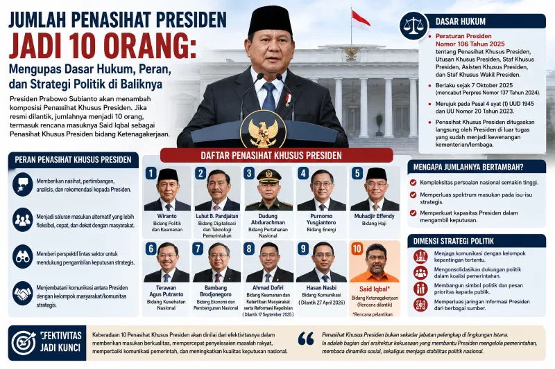Jumlah Penasihat Presiden Jadi 10 Orang: Mengupas Dasar Hukum, Peran, dan Strategi Politik di Baliknya
